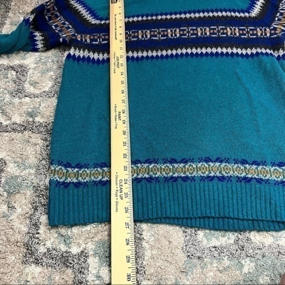 O'Hanlon Mills Mens Pullover Sweater Blue Geometric Crew Ribbed Long Sleeve M - Picture 5 of 9